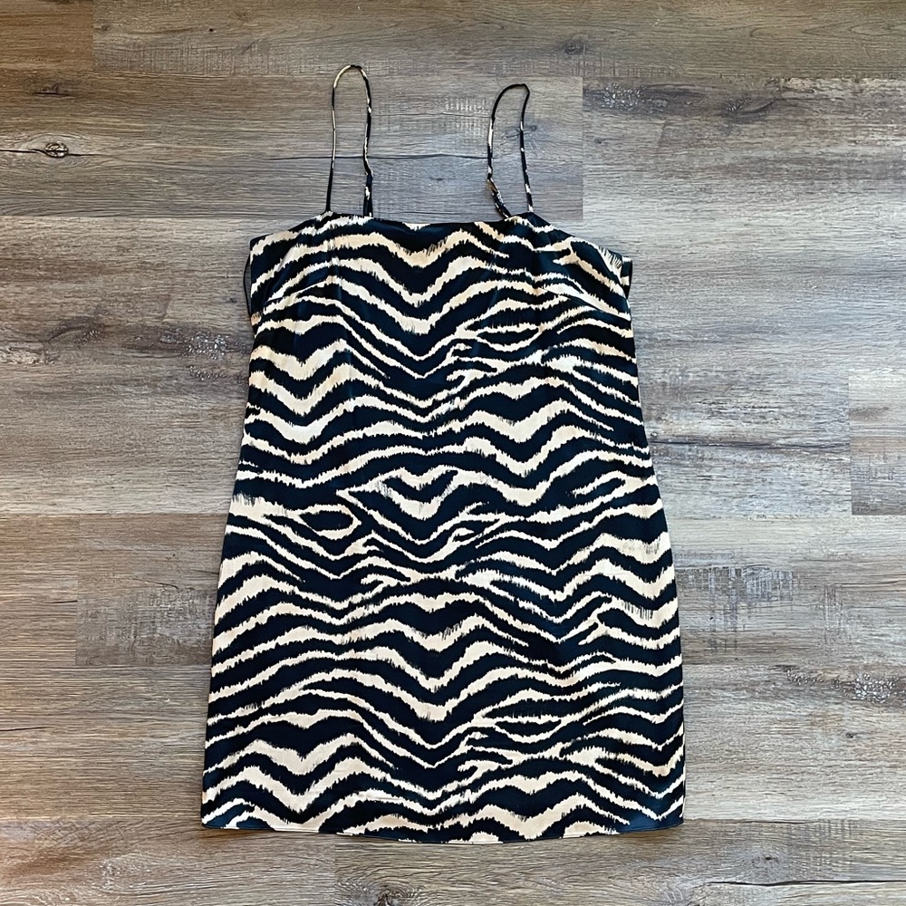 Gianni Bini Satin Tiger Print Spaghetti Strap Slip Dress